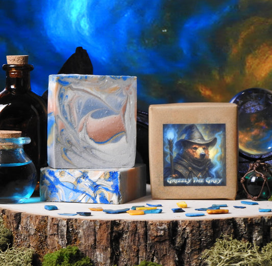 Grizzly the Grey – Leather & Sandalwood Charcoal & Goat Milk Soap